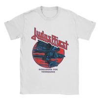 Judas Priest Screaming For Vengeance T Shirt Men's Cotton Vintage T-Shirt Crewneck Blue Eagle Tee Short Sleeve merch Graphic XL white