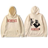 Filmo Scarface Al Pacino Grafinis Džemperis Su Gobtuvu Vintage Tony Montana Džemperis Su Gobtuvu Vyrams Moterims Hip Hop Rock Dydelis Puloveris Džemperiai Su Gobtuvais M beige