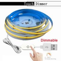 5M USB LED juosta COB jutiklinis reguliuojamas apšvietimas 5V 320LED/M COB juosta pasidaryk pats TV veidrodžio apšvietimas virtuvės kambario naktinis apšvietimas Touch Dimmer 1M alisa mėlyna spalva