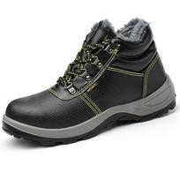 Labor Protection Shoes Men's Anti-Smashing and Anti-Penetration High-Top Cold Protection in Winter Warm Safety Protective Work Shoes 46 gray
