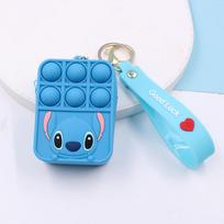 Silikoninė monetinė Mini piniginė Dirželis Krepšys Anti-streso Messenger krepšys Braškių Ananasų krepšys Square little Stitch (blue) blue