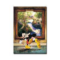 Disney Mickey And Minnie Mouse Kiss In Starry Night Wall Decoration Posters And Prints Oil Canvas Painting For Living Room Gifts No Frame 21*30cm No Frame black