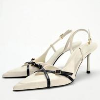 Madingi smailianosiai kryžmai surišti aukštakulniai moterims Aukštos kokybės lakuotos odos sagtelės dirželis atgal Kulniukas Elegantiški šventiniai bateliai 35 beige