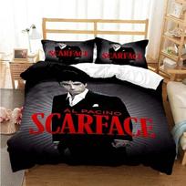3D spausdintas Tony Montana „Scarfaces“ patalynės komplektas berniukams ir mergaitėms, viengulė lova, karalienės dydžio, karališko dydžio antklodės užvalkalas, pagalvės užvalkalas, berniukų lova, suaugusiųjų patalynės komplektas 70x133cm 3pcs black