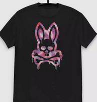 Trippy Bunny Graphic Tee; Psychedelic Style Unisex Unisex T-Shirt L gray