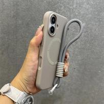 Skysto silikono dirželis su dėklu Magsafe, skirtas iPhone 17 Pro 16 15 14 13 12 11 Pro Max, mikropluošto pamušalas, belaidžio įkrovimo apyrankės dangtelis For iphone 12 Pro gray