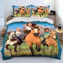 Spirit Riding Free Žirgai Patalynės Komplektas Spausdintas Patalynės Rinkinys Su Pagalvės Užvalkalu Antklodės Užvalkalas Minkštas Viengulis Dvigulis Queen Super King Dydis EU Single(135*200cm)3pcs orange