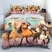 Spirit Riding Free Žirgai Patalynės Komplektas Spausdintas Patalynės Rinkinys Su Pagalvės Užvalkalu Antklodės Užvalkalas Minkštas Viengulis Dvigulis Queen Super King Dydis AU Single(140*210cm)3pcs orange