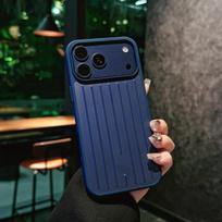 Išskirtinė dovanų dėžutė 3D gofruota juostelė Stilinga Rimowa lagaminui Telefono dėklas IPhone 17 Pro Max 16 15 14 13 Aliuminio-magnio lydinio kietas dangtelis iPhone 16 mėlyna