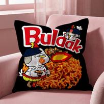 Samyang Buldak Ramen Cushion Cover Multi-Scene Pillow Cover for Home & Car - Reversible, Soft & Durable for Daily Use 30cmx30cm black