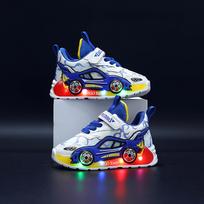 Fashion Cartoon Lovely Baby Boys Shoes Casual Glowing LED Light Up Colorful Lighted Kids Shoes Cute Children Sneakers Tennis 2-2.5 Years mėlyna