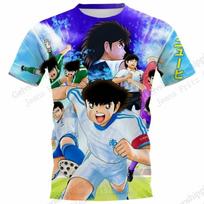 Naujas Vyriškas Džersis Anime Captain Tsubasa Vidurinės Mokyklos Futbolas 3D Spausdinimo Marškinėliai Vyrams Moterims Mados Apvalus Kaklas Trumpomis Rankovėmis Viršutiniai Drabužiai T-shirt Sportinis XS black
