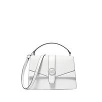 Michael Kors Mk Greenwich Color Block Design Logo Artificial Leather Briefcase Shoulder Crossbody Tote Bag Medium Women bags 35S5SGRS2L-OPTICWHITE Shopping Bag Set(Basic Set+Shopping Bag) white