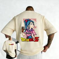 Dragon Ball Anime Medvilniniai Marškinėliai 2026 Vasaros Naujiena Su Bulma Atspaudu Vyriški ir Moteriški Madingi Didelio Dydžio Laisvi Atsitiktiniai Tėvų ir Vaikų Viršutiniai Drabužiai S ruda