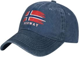 Norvegijos Vėliava Norse Džinsinis Medvilninis Unisex Reguliuojama Kepurė Patriotinės Kepurės Adjustable gray