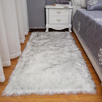 Šiaurietiškas ilgo plauko baltas kilimas svetainei ir miegamajam, pilnas padengimas, imituojantis vilną 40*60cm Rectangle gray