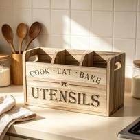 Solid Wood Kitchen Utensil Organizer: Tableware, Knife, Fork, Chopstick Storage Box 27*10.5*15.5
