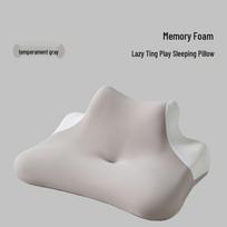 Multi-Functional Memory Foam Pillow for Neck Support & Comfortable Prone Sleeping 40x60x23 cm pilka spalva