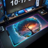Tree of Life Mouse Pad RGB Gaming Mousepad Big LED Pad PC Desk Mat Luminous Mouse Pad Large Keyboard Mats Table Rug With Backlit RGB600x300x3mm blue