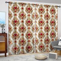Set Of 2 Ruby Printed Curtain Home Decor Window Treatment Bedroom Office Kitchen Living Room Study With Rod Pocket Polyester Perfect For W100*H70(CM)-Hooks&2PCS beige