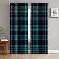 Škotų liaudies legenda langų užuolaidos su languotu raštu Langų dekoracijos Namų kambario užuolaida Pagaminta iš poliesterio Plaunama W100*H140(CM)-Rod Pocket&1PCS