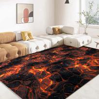 3D Volcano Lava Rug Large Red Carpet Non-slip Floor Mat for Living Room Bedroom Sofa Home Decor Kids Play 80*120cm
