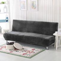 Plush Folding Couch Bed Cover Velvet Thickened Slipcover Case For Armless Living Couch Bed Sheet Couch Cover Flexible Futon Cover Winter 2xPillowcase 45x45cm tamsiai pilka spalva