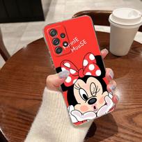 Skaidrus dėklas Samsung Galaxy A57 A37 A56 5G A36 A55 A54 A35 A26 A07 A17 A16 A06 A34 A15 dangtelis Disney Dygsnis Mikis Donaldas Antis Galaxy A52 red