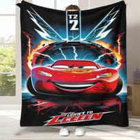 Animacinių filmų automobiliai Žaibas Makvynas Flanelinis pledas, Itin minkštas šiltas pliušinis apklotas namams, miegamajam, lovai, sofai, biurui, stovyklavimui, dovana 75x90cm