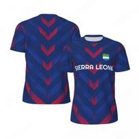 Madinga Siera Leonės vėliavos rašto futbolo vasaros tendencija 3D nacionalinis herbas laisvalaikio sportiniai marškinėliai M mėlyna