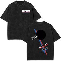 Rusų roko grupė Viktor Tsoi Kino Vintažiniai skalbti marškinėliai Vyrams Moterims Madingi Gotikiniai Oversized T-shirt Streetwear Medvilniniai marškinėliai M black