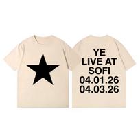 Reperio Kanye West Turo 2026 Marškinėliai Unisex Moteriška Mada Hip Hop Trumpomis Rankovėmis Marškinėliai Aukštos Kokybės Medvilninis Per dydį Marškinėlis L beige