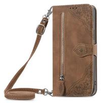 Honor Magic 8 7 6 Pro 6 Lite 5G prabangus dėklas per petį su užtrauktuku odinis Funda Honor Magic7 Pro 8 Lite Magic6 Pro piniginės knygutės dėklas Honor Magic8 Pro brown