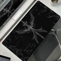 Juoda Balta Kibersigilizmas Stalo Kilimėlis Gotikinio Kardų Meno Pelės Kilimėlis Biuro Guminis Pelės Kilimėlis XXL PC Stalo Aksesuarai Žaidimų Klaviatūros Kilimėliai 300x800x2MM gray