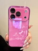 Prabangus grūdinto stiklo kameros apsaugos dėklas, skirtas iPhone 17 16 15 14 13 12 11 Pro Max, dengtas buferis, atsparus smūgiams, kietas galinis dangtelis For iPhone 11Pro Max rožinės rožinės spalvos