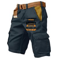 Men's Outdoor Relaxed Fit Cargo Shorts with Printed Pocket Design and Multiple Utility Pockets for Summer Activities XXXXL black