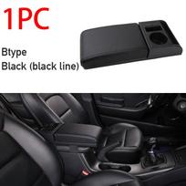 SEAMETAL Car Armrest Box Extender Elbow Support Universal Auto Arm Rest with USB Charging Ports Cup Holder Adjustable Length B type Black black