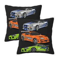 Movie Fast And Furious Brian O'Connor 2 Pcs Square Pillowcase Pillow Cover Cushion Zip Decorative Comfort Throw Pillow For Home Short plush 18*18(CM)-2Pcs gray