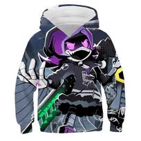 Harajuku Žudikiški Dronai Hoodies Vaikams Megztinis Su Gobtuvu Animacinis 3D Spausdintas Berniukams Mergaitėms Megztukas Laisvalaikio Viršutiniai Drabužiai Ruduo Gatvės Stilius Y2k Drabužiai 140 black