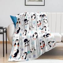 Gyvūnas Pingvinas Antklodė Itin Minkšta Mielas Pingvinas Flanelės Vilnos Mėtymo Antklodės Lengva Mikropluošto Linksmas Menas Vaikams Suaugusiems Lovatiesės Size: 75*100cm, Weight: 230 GSM white