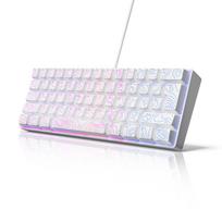 60% Kompaktiška laidinė klaviatūra su RGB foniniu apšvietimu ir membraniniais jungikliais. Tinka Windows planšetiniams kompiuteriams, nešiojamiesiems kompiuteriams ir žaidėjams balta