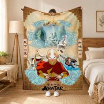 Avataras Paskutinis oro valdovas Animacinis pledas 240g flanelės pledas, tinkamas sofoms, lovoms, biurams, išskirtinės dovanos pledai 75cmx90cm gray