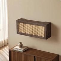 Maršrutizatoriaus laikymo dėžutė su dangčiu Sieninė spintelė Kabelių angos Medžio išvaizda Ieškau Gyvenimui 70-13-20cm Rattan