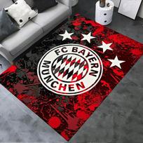 FC Bayern München Logotipo Kilimas Raudonas Pagrindas Baltos Mėlynos Juostelės Spausdinimas Neslystantis Stačiakampis Grindų Kilimėlis Futbolo Gerbėjo Svetainės Miegamojo Dekoras Kilimas 120x160cm( 47x62in )