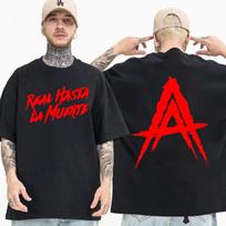 Hip Hop Streetwear Anuel AA Real Hasta la Muerte s For Men/Women Men Rapper T-shirts Loose Cot XS red