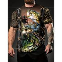 2026 Naujas Žvejybos Žuvies 3D Spausdinimo Marškinėliai Vyrams Moterims Mados Atsitiktiniai Lauko Sporto Trumpomis Rankovėmis Viršutiniai Drabužiai T-shirt Vyriški Drabužiai Camiseta Vaikams 6XL gray