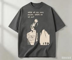 Billie Eilish When We All Fall Asleep Where Do We Go Album Tshirt 2026Summer Unisex Unisex Cotton Oversized Tshirt Street Wear Y2K 3XL gray