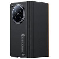Oppo Find N6 dėklas Premium Nappa natūrali oda Viršutinis raižinys Subtilus raštas Metalinis stovas Visapusiška apsauga Atverčiamas dangtelis OPPO Find N6 black