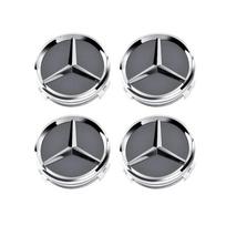 4 vnt. 60 mm automobilio ratlankio dangtelio emblema ženklelis Mercedes Benz C180 E300 GLC W163 W166 W167 W204 W205 W212 W213 X253 W117 W176 W164 km11 pilka
