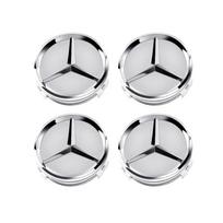 4 vnt. 60 mm automobilio ratlankio dangtelio emblema ženklelis Mercedes Benz C180 E300 GLC W163 W166 W167 W204 W205 W212 W213 X253 W117 W176 W164 km11 white